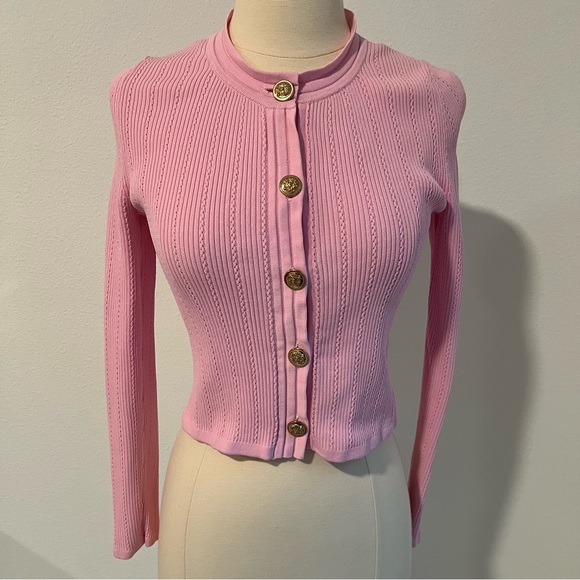 Zara Sweaters - Zara Pink Cardigan with Gold Buttons